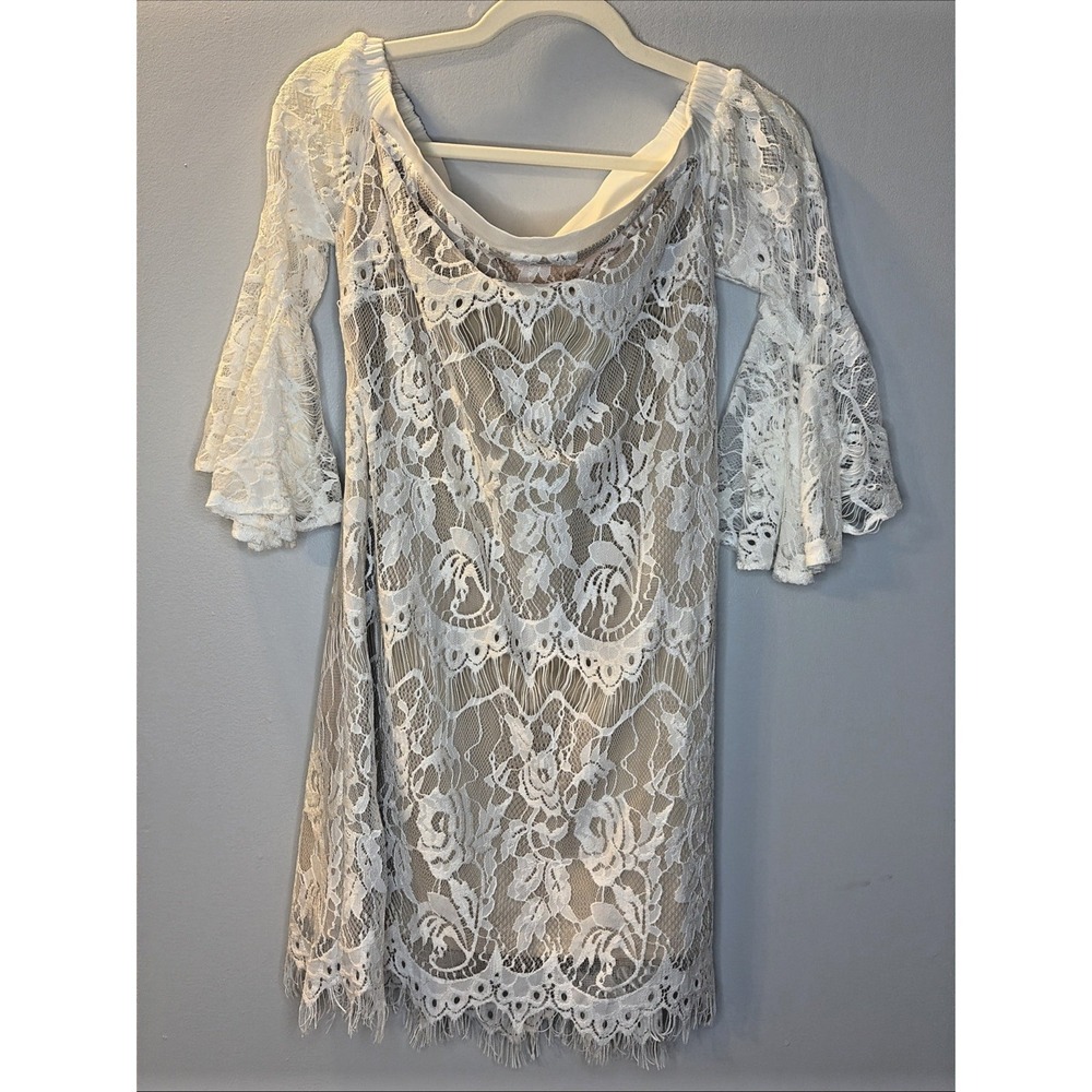 Southern Fried Chics Lace Garden Party Wedding Romantic Sheath‎ Boutique Dress S